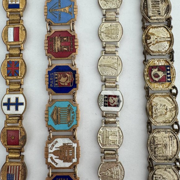 BUNDLE of 7 - 1930s Paris France Landmarks Souvenir Bracelets - Picture 3 of 13
